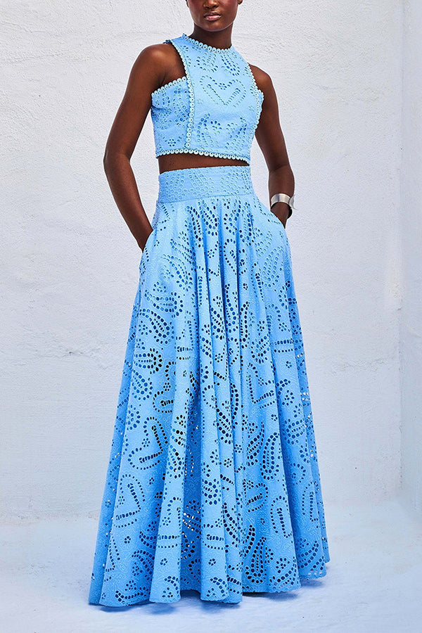 Ensemble Larissa™ : Top Brodé et Jupe Maxi Taille Haute