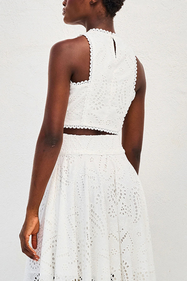 Ensemble Larissa™ : Top Brodé et Jupe Maxi Taille Haute