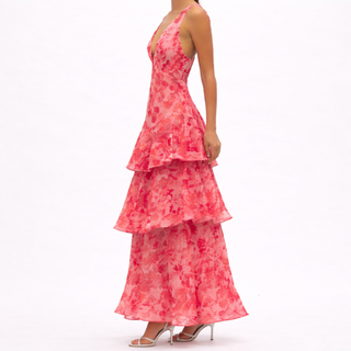Maya - Robe longue florale avec volants