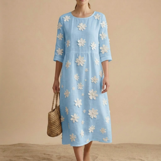 Louna | Robe Élégante Décontractée en Coton et Lin
