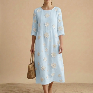 Louna | Robe Élégante Décontractée en Coton et Lin