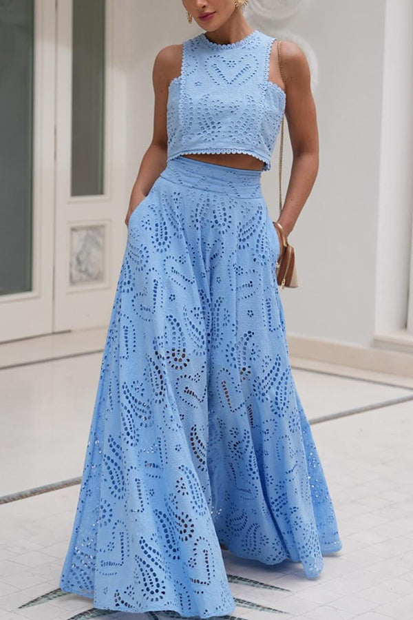 Ensemble Larissa™ : Top Brodé et Jupe Maxi Taille Haute