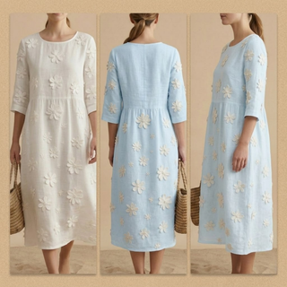 Louna | Robe Élégante Décontractée en Coton et Lin
