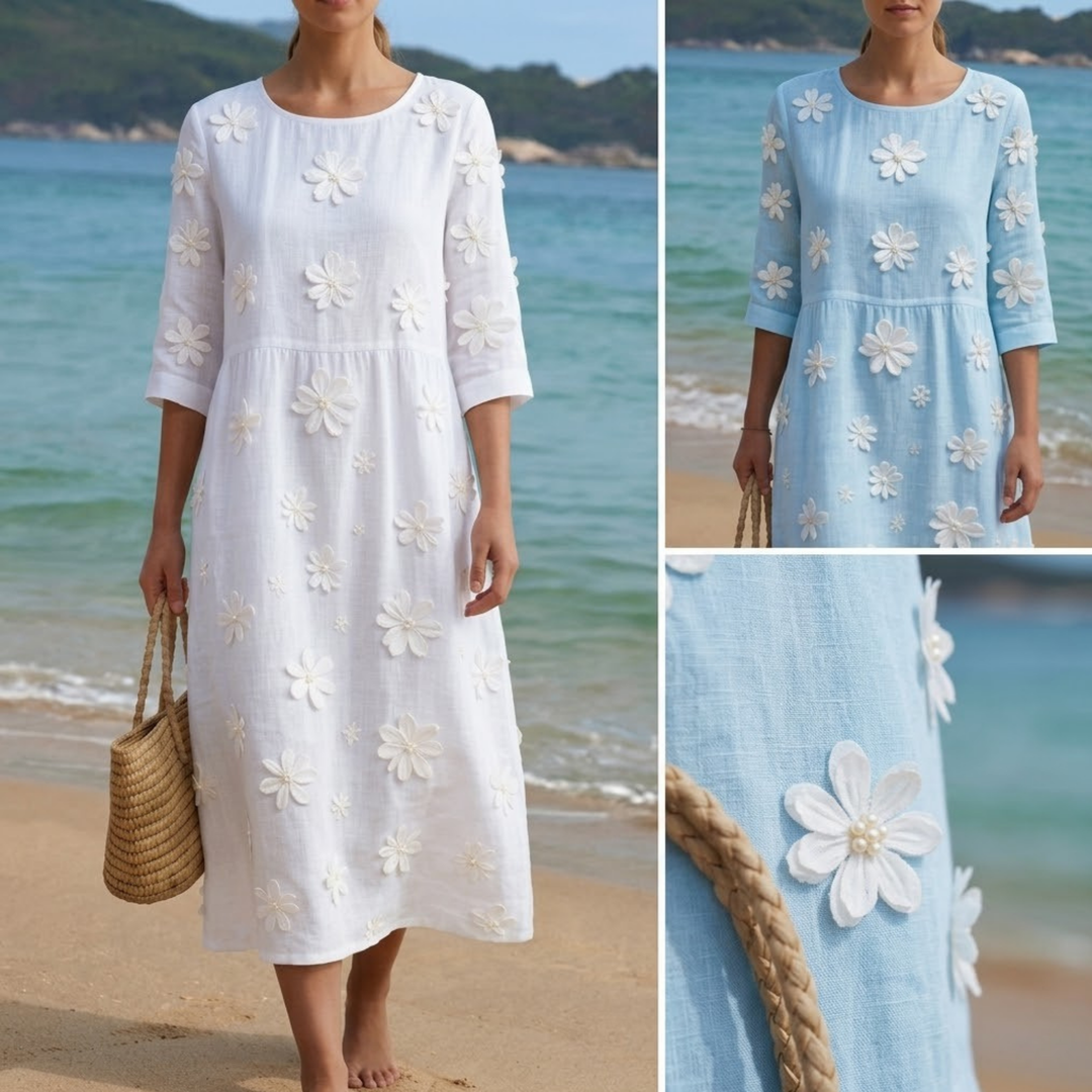 Louna | Robe Élégante Décontractée en Coton et Lin