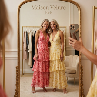 Maya - Robe longue florale avec volants