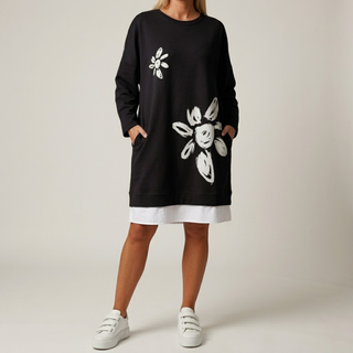 Alice Robe Sweatshirt Col Rond Imprimé Patchwork