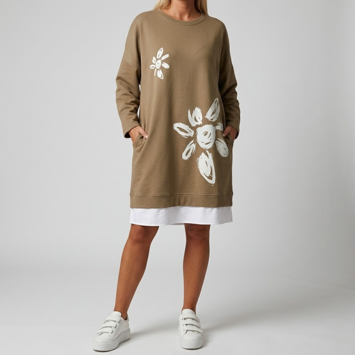 Alice Robe Sweatshirt Col Rond Imprimé Patchwork