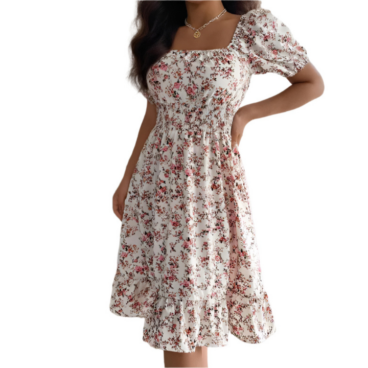 Claire™ – Robe d'été classique à col carré et volants