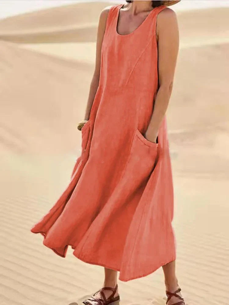 Nina Robe Maxi d’Été en Lin – L’Incontournable de l’Été
