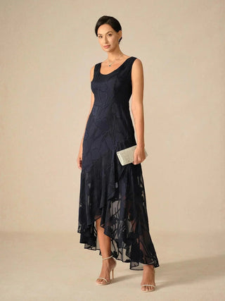 Lou - Robe de Soirée en Chiffon Floral avec Ourlet Asymétrique