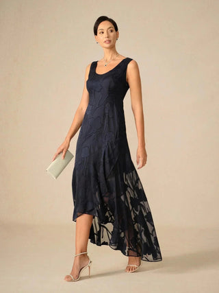 Lou - Robe de Soirée en Chiffon Floral avec Ourlet Asymétrique