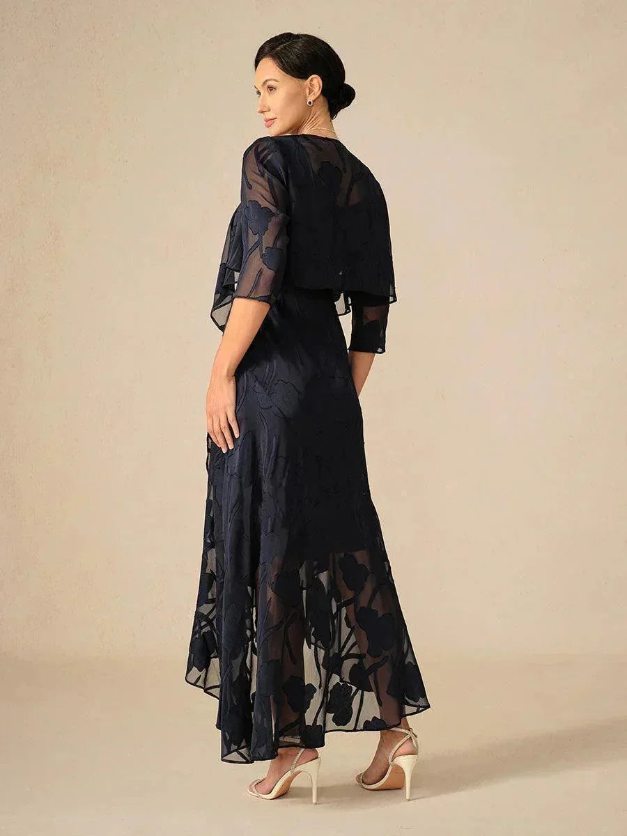 Lou - Robe de Soirée en Chiffon Floral avec Ourlet Asymétrique