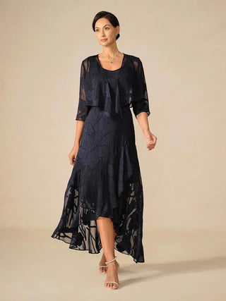 Lou - Robe de Soirée en Chiffon Floral avec Ourlet Asymétrique