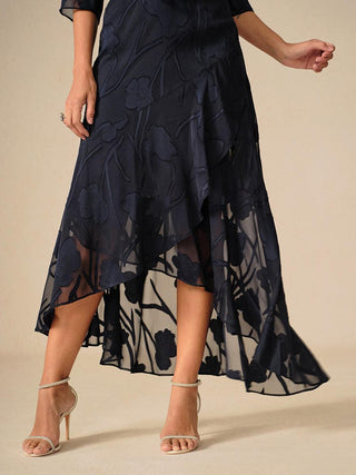 Lou - Robe de Soirée en Chiffon Floral avec Ourlet Asymétrique