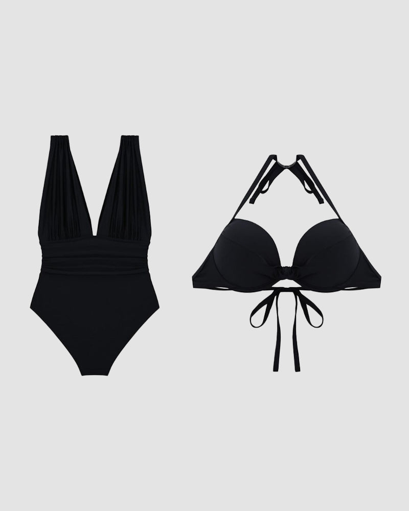 Déesse du Soleil | Maillot de bain sculptant haut de gamme avec décolleté en V plongeant