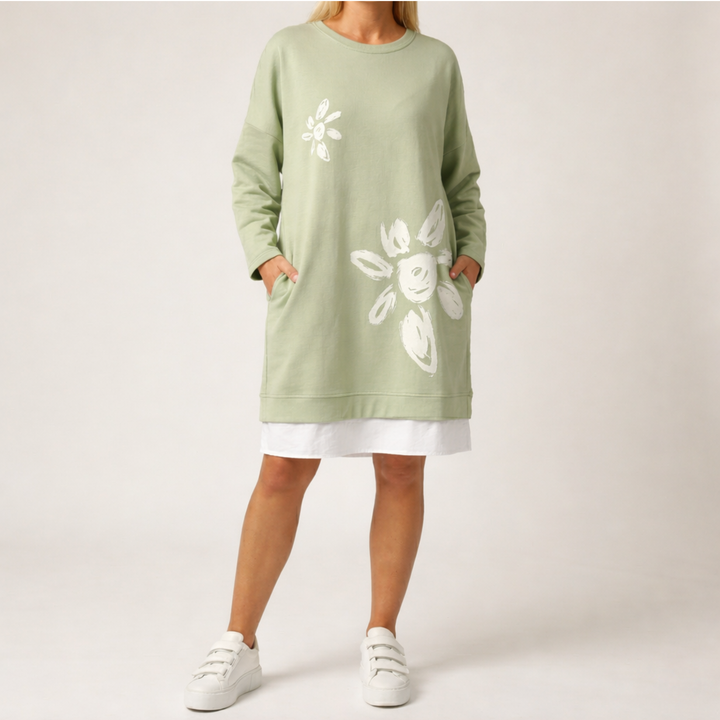 Alice Robe Sweatshirt Col Rond Imprimé Patchwork