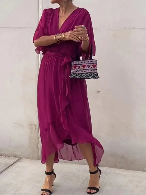 Louisa – Robe en chiffon avec décolleté en v