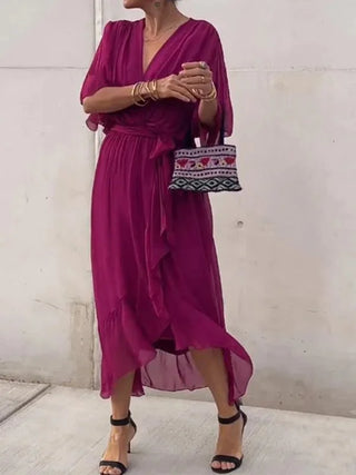 Louisa – Robe en chiffon avec décolleté en v