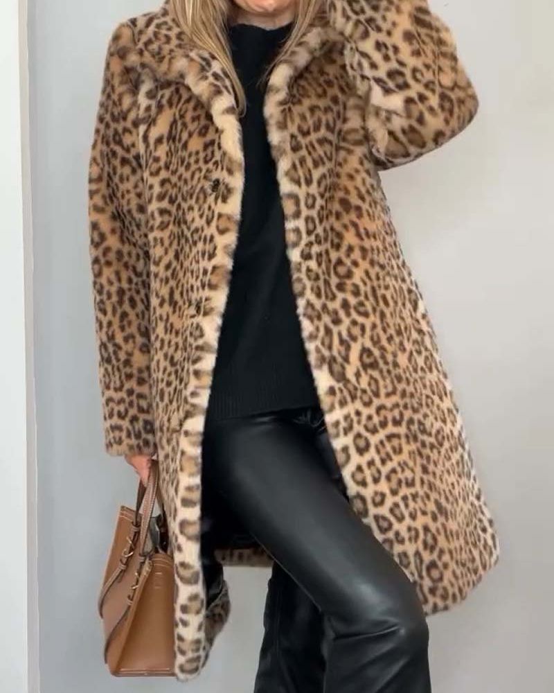 Leia | Manteau long imprimé léopard