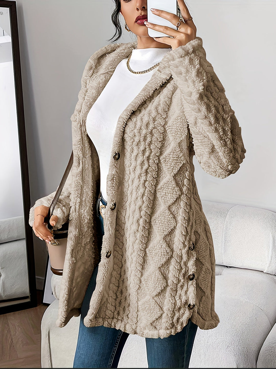 Sara | Manteau à capuche effet peluche