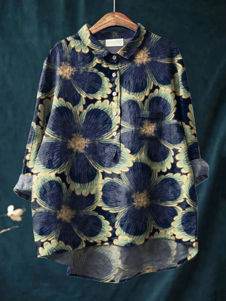 Jessica | Chemise décontractée en imprimé floral vintage pour femmes