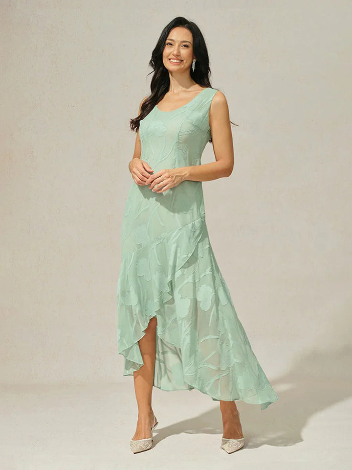 Lou - Robe de Soirée en Chiffon Floral avec Ourlet Asymétrique