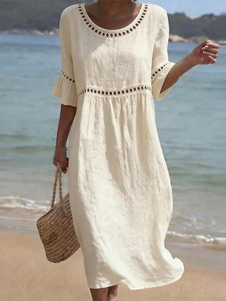 Noë | Robe décontractée pour femme en coton et lin uni