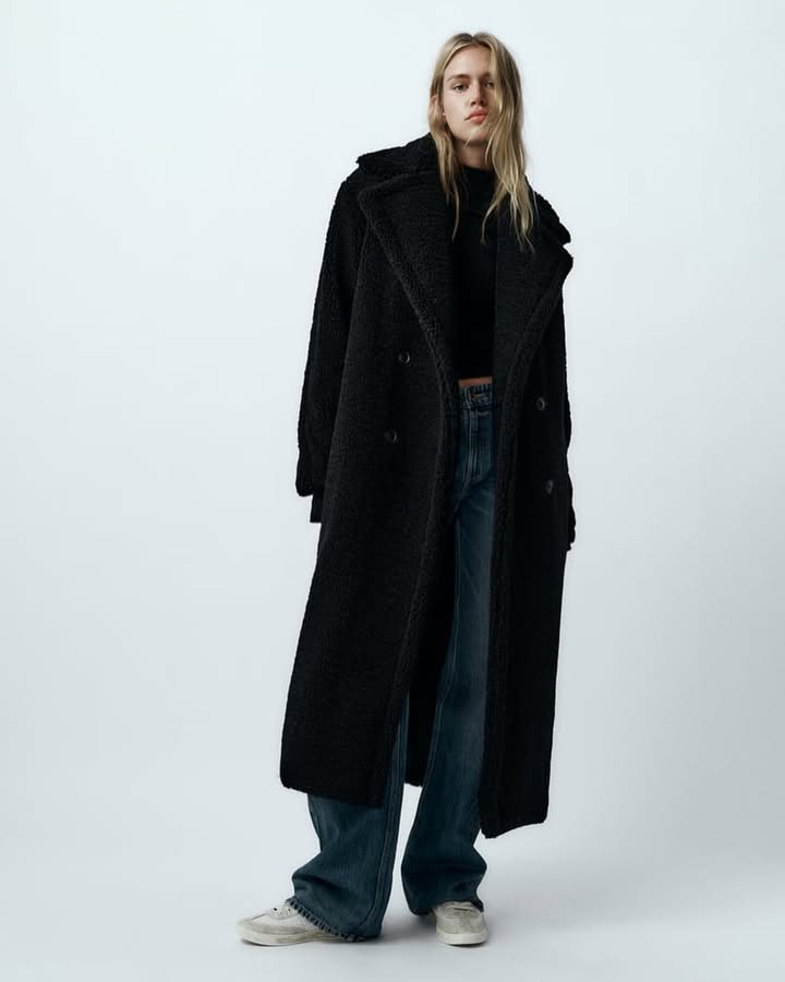 Emma | Manteau long effet peluche