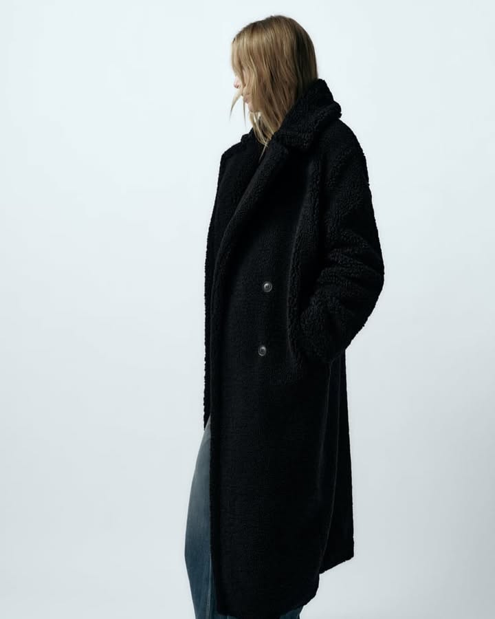 Emma | Manteau long effet peluche