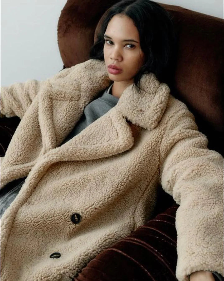 Emma | Manteau long effet peluche