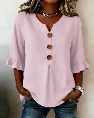 Pauline | Blouse en Coton et Lin à Volants
