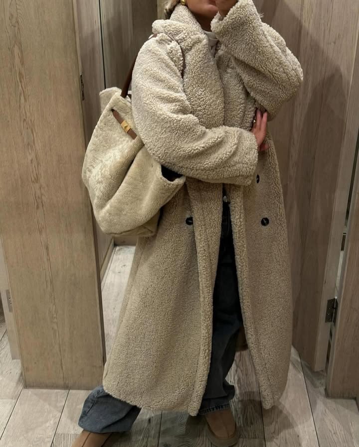 Emma | Manteau long effet peluche