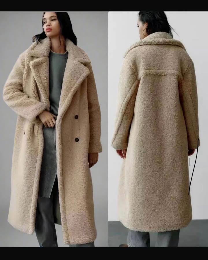 Emma | Manteau long effet peluche