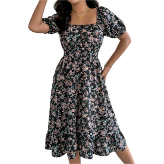 Claire™ – Robe d'été classique à col carré et volants