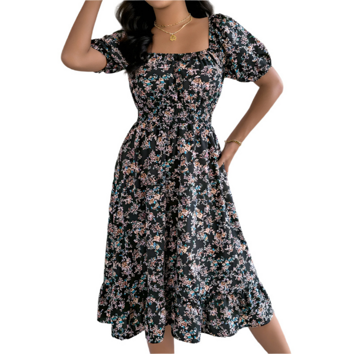 Claire™ – Robe d'été classique à col carré et volants