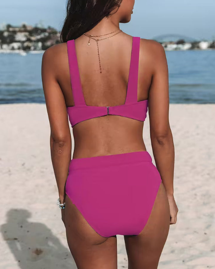 Coral Dream | Hauts de Maillot de Bain Uni Taille Haute
