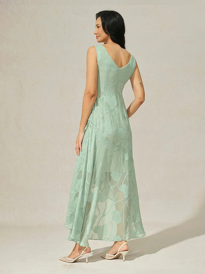 Lou - Robe de Soirée en Chiffon Floral avec Ourlet Asymétrique
