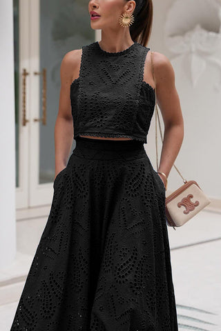 Ensemble Larissa™ : Top Brodé et Jupe Maxi Taille Haute