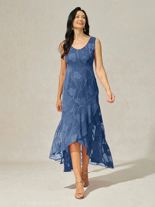 Lou - Robe de Soirée en Chiffon Floral avec Ourlet Asymétrique