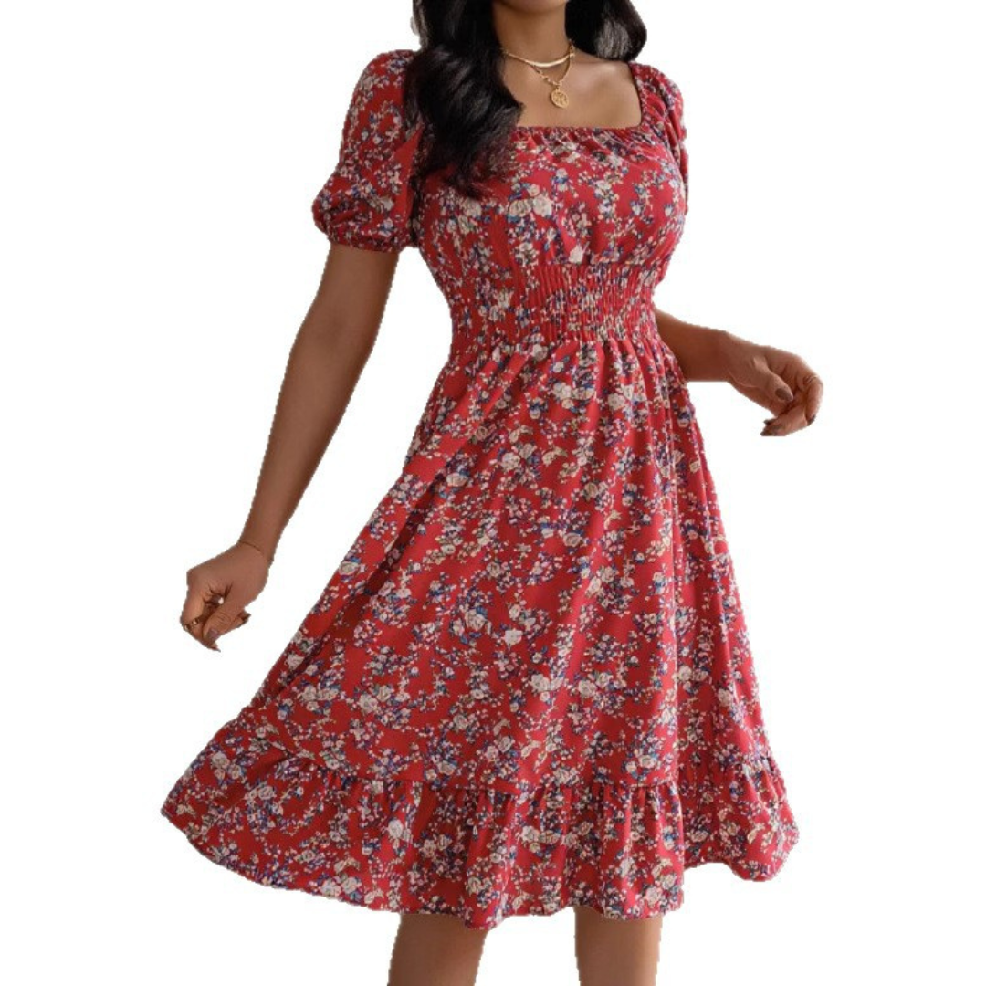 Claire™ – Robe d'été classique à col carré et volants