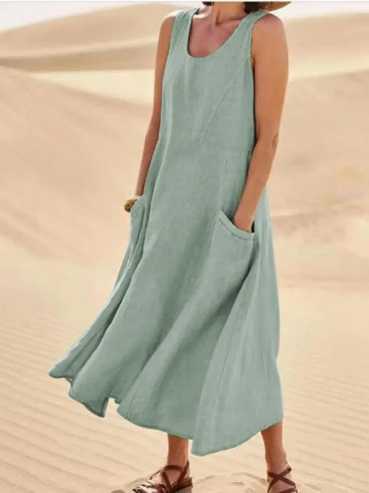 Nina Robe Maxi d’Été en Lin – L’Incontournable de l’Été