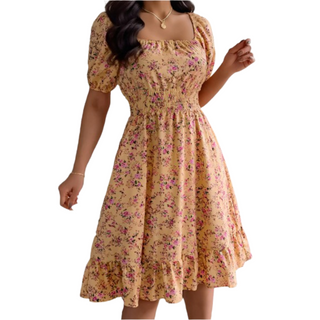 Claire™ – Robe d'été classique à col carré et volants