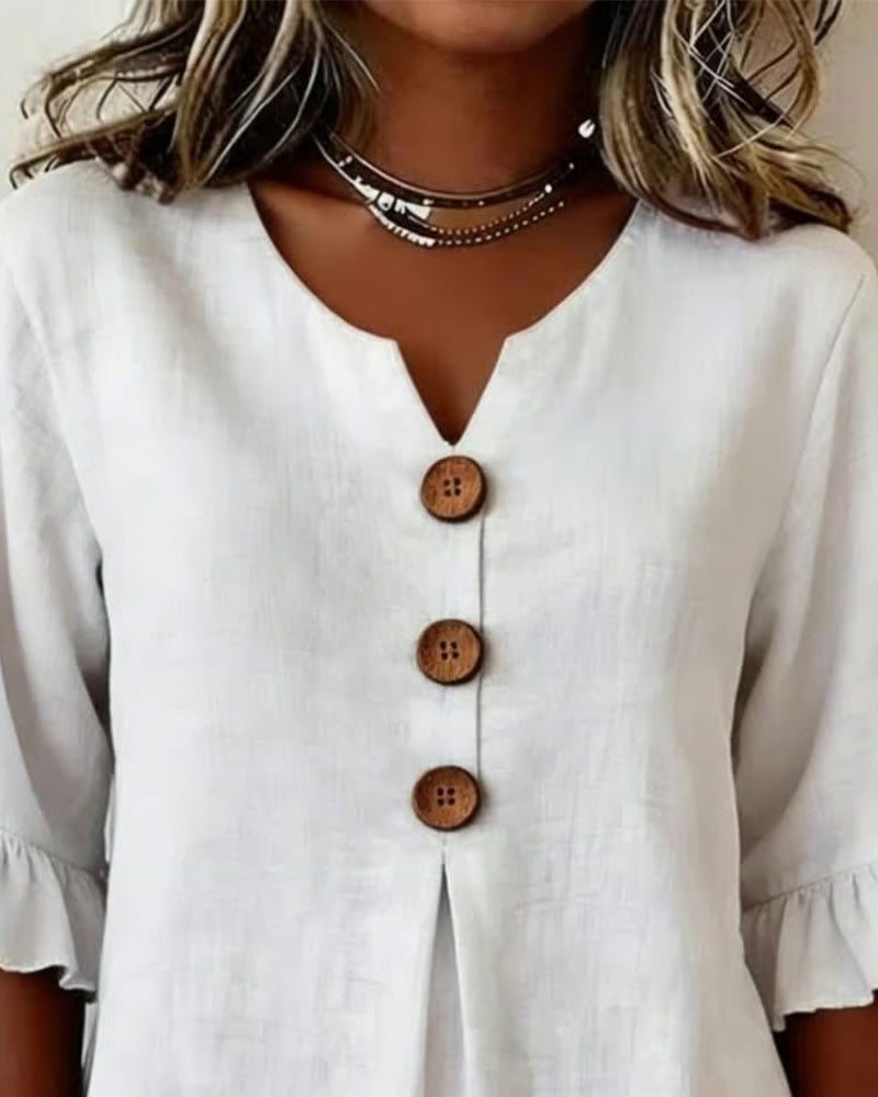 Pauline | Blouse en Coton et Lin à Volants