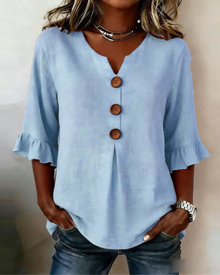 Pauline | Blouse en Coton et Lin à Volants