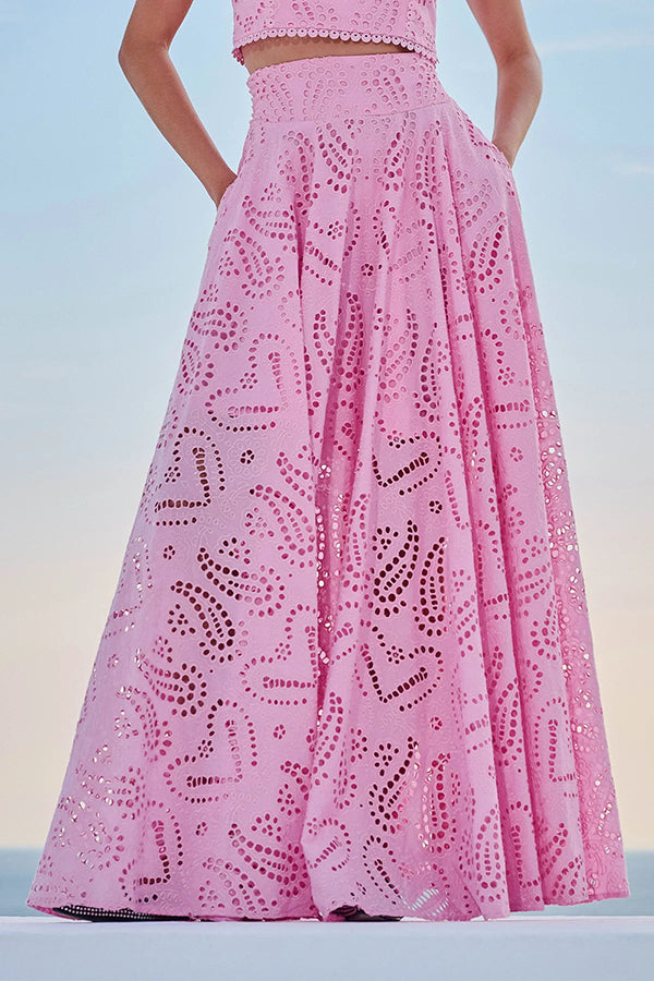 Ensemble Larissa™ : Top Brodé et Jupe Maxi Taille Haute