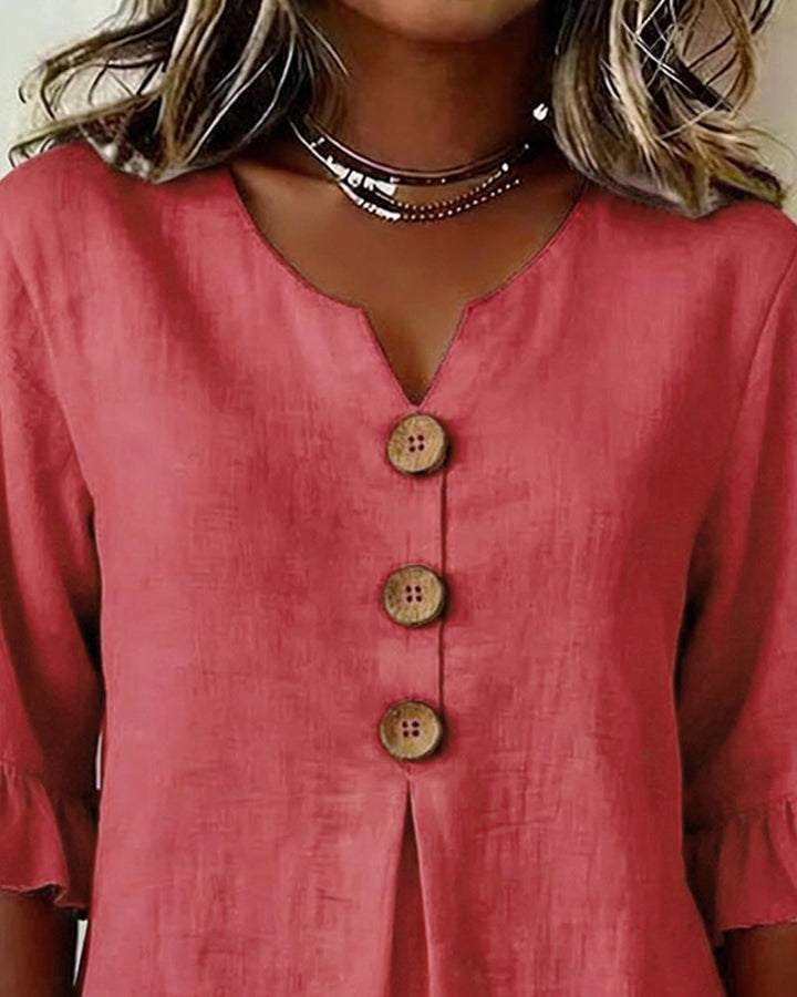 Pauline | Blouse en Coton et Lin à Volants