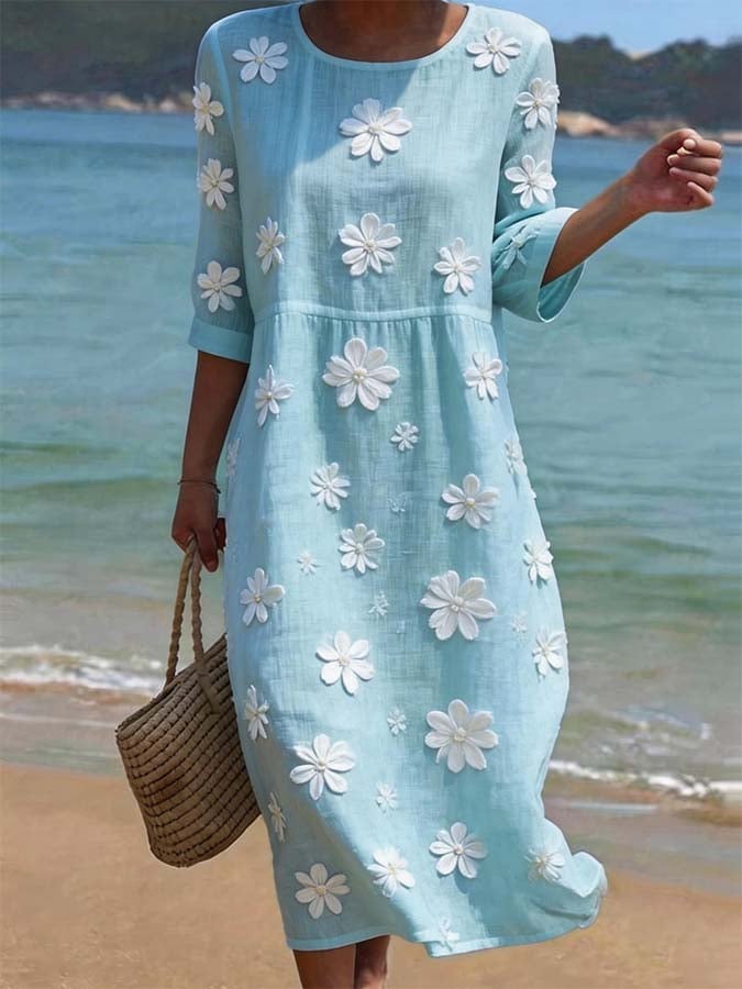 Louna | Robe Élégante Décontractée en Coton et Lin