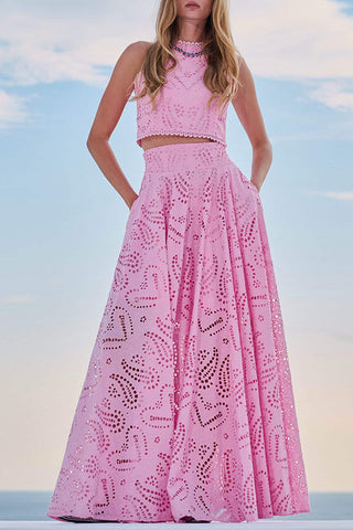 Ensemble Larissa™ : Top Brodé et Jupe Maxi Taille Haute
