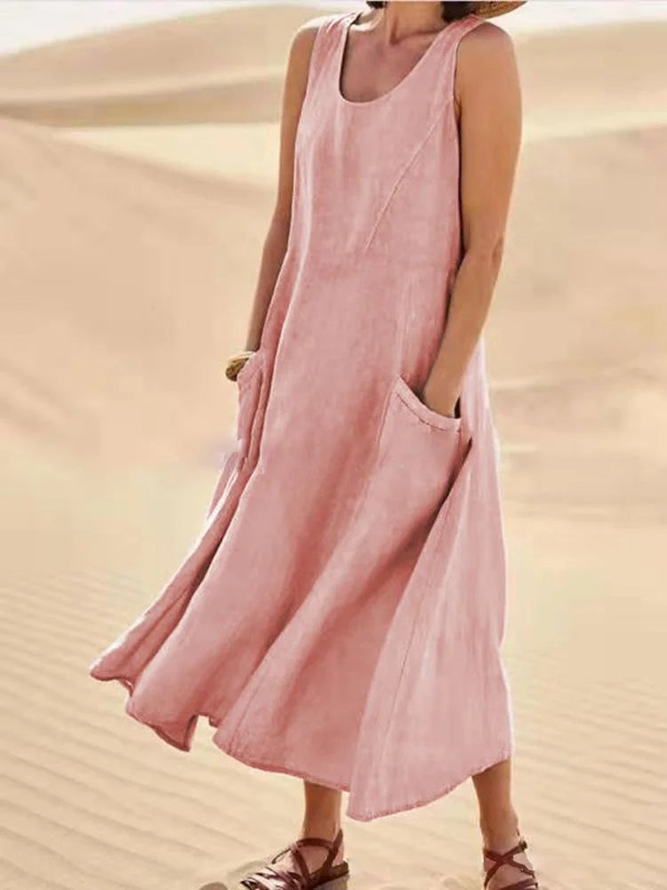 Nina Robe Maxi d’Été en Lin – L’Incontournable de l’Été