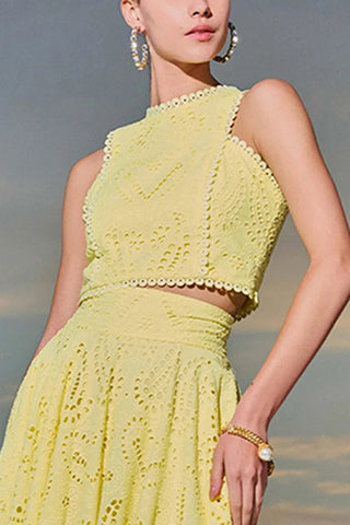 Ensemble Larissa™ : Top Brodé et Jupe Maxi Taille Haute